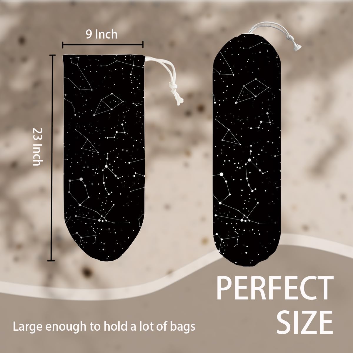 Constellation Stars Plastic Bag Holder, Astrology Reusable Grocery Garbage Bags Holder, Wall Mount Plastic Bags Organizer, Kitchen Housewarming Gift for Women, Kitchen Pattern Garbage Bag 55