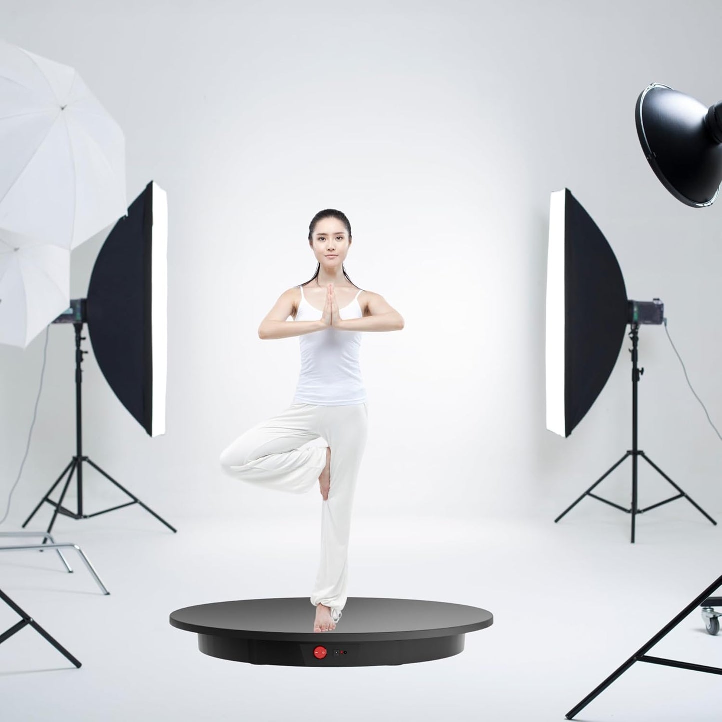 JAYEGT Motorized Rotating Display Stand,350Lbs Load,360 Degree Electric Rotating Turntable for Photography Products Display, Show,Remote Control +5 Colors Backgrounds (Black/23.6Inch/Rechargeable)