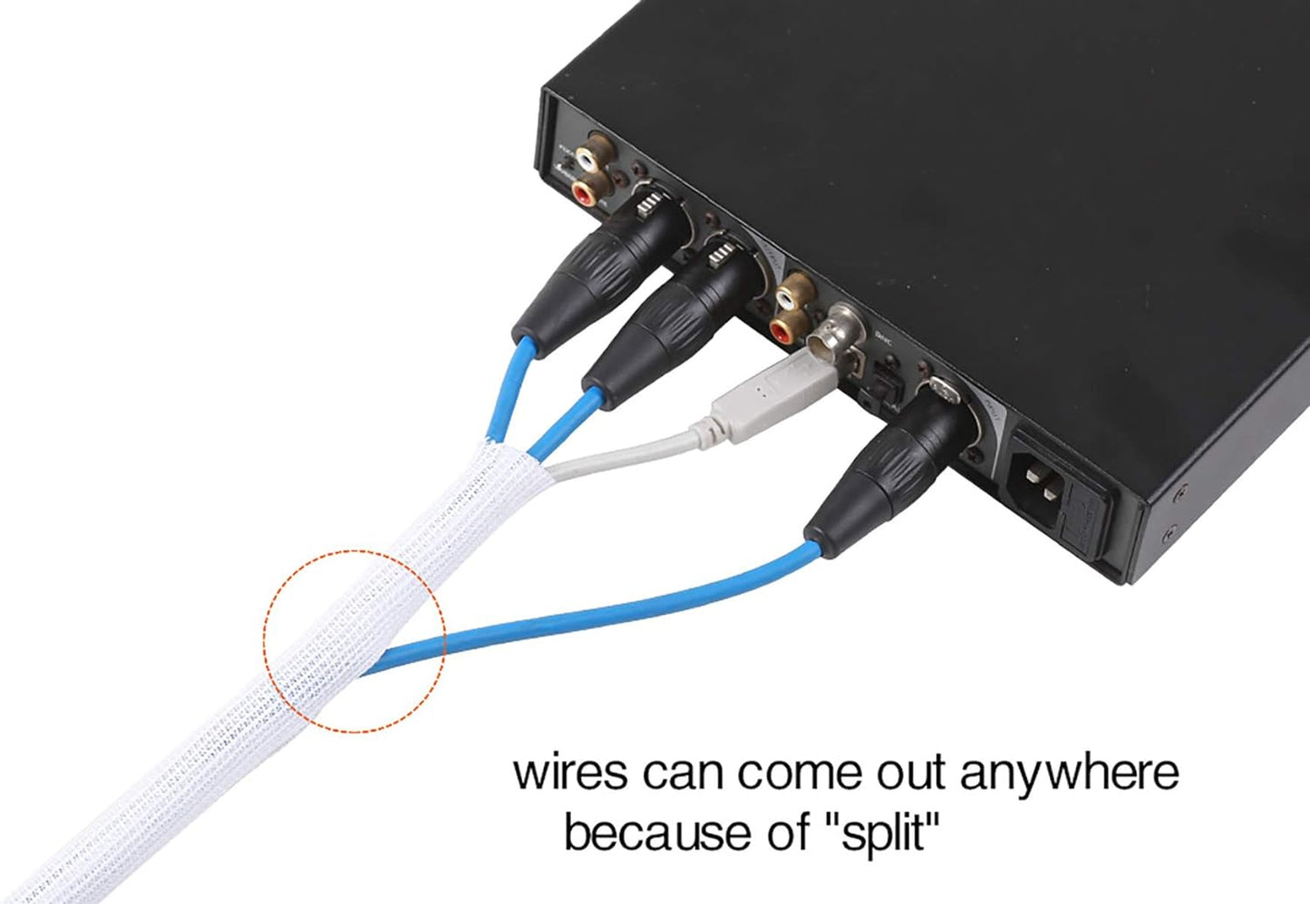 Alex Tech 10ft - 3/8 inch Cord Protector Wire Loom Tubing Cable Sleeve Split Sleeving for USB Cable Power Cord Audio Video Cable - Protect Cat from Chewing Cords - White
