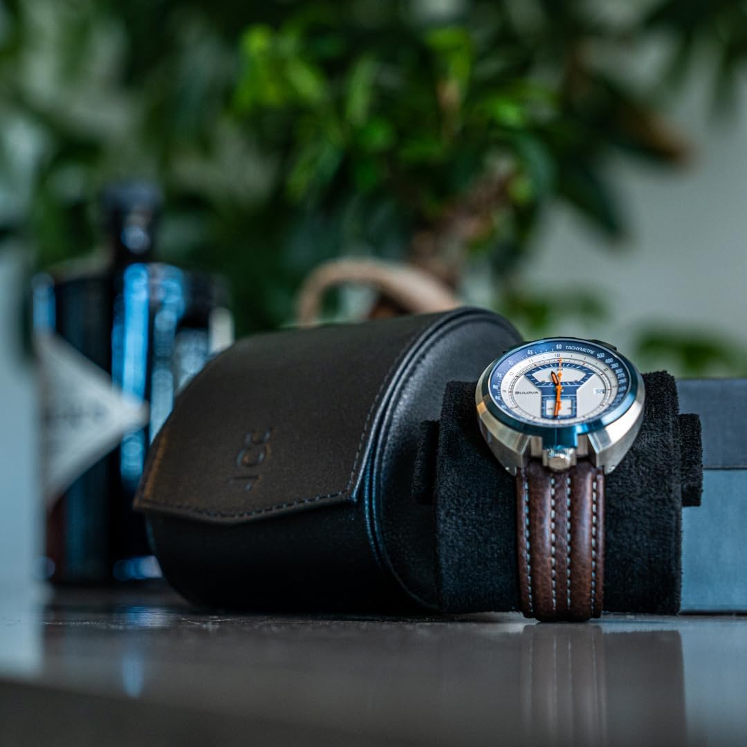 DailyWatch | Watch Roll Travel Case For 1 Watch | Luxury Watch Case In Genuine Black Leather With Soft Velvet Interior | Watch Case Protect, Store, & Display Your Watches | All Black