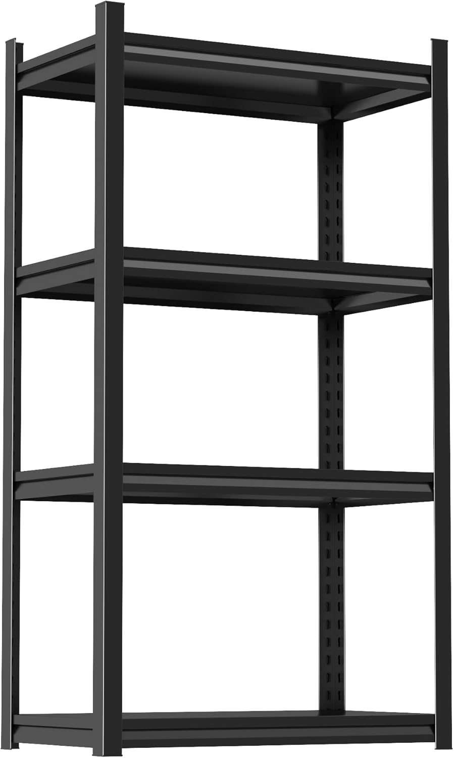 Storage Shelves, Garage Metal Shelving Unit, Adjustable, Double-Layer Column with Reinforced Ribs, Heavy-Duty, Capable of Bearing 600-3600 lbs (Black, 24 * 14 * 54, 4-Tier)