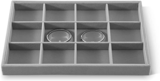Jewelry Organizer For Drawer, Velvet Jewelry Trays,Premium Watch Tray,Luxury Bracelet Storage,Grey Stackers Jewelry Organizer