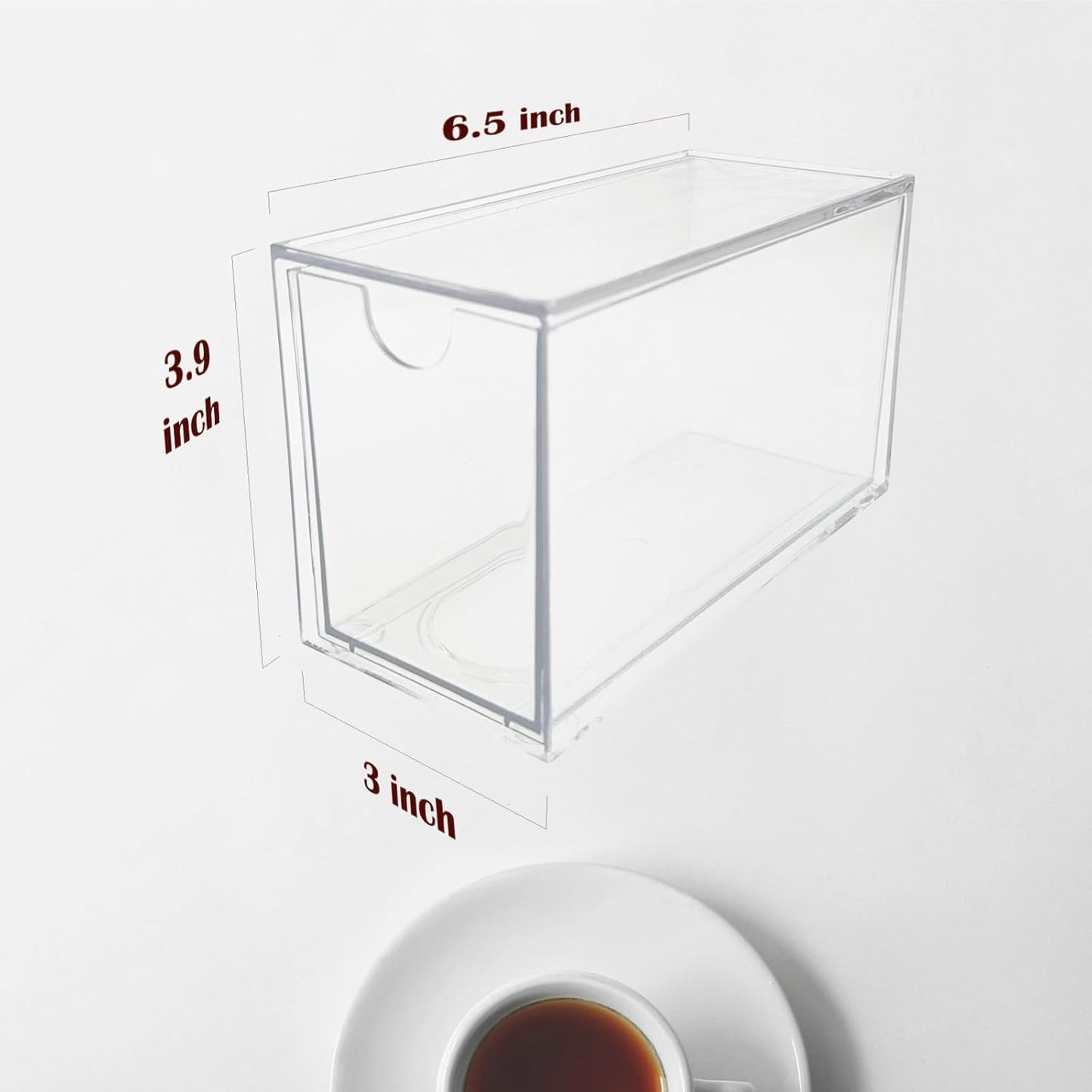 4-Pack Tea Bag Drawers Organizer - 4 Clear Plastic Drawer Tea Bag Holder; Stackable & Portable; Wider Size; Well-Organized Storage for Tea Bags & Kitchen Essentials