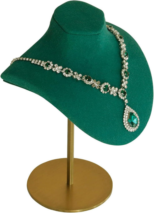 Necklace Display Stand For Selling Velvet Chain Jewelry Bust Holder Organizer With Stainless Steel Stand Jewelry Display