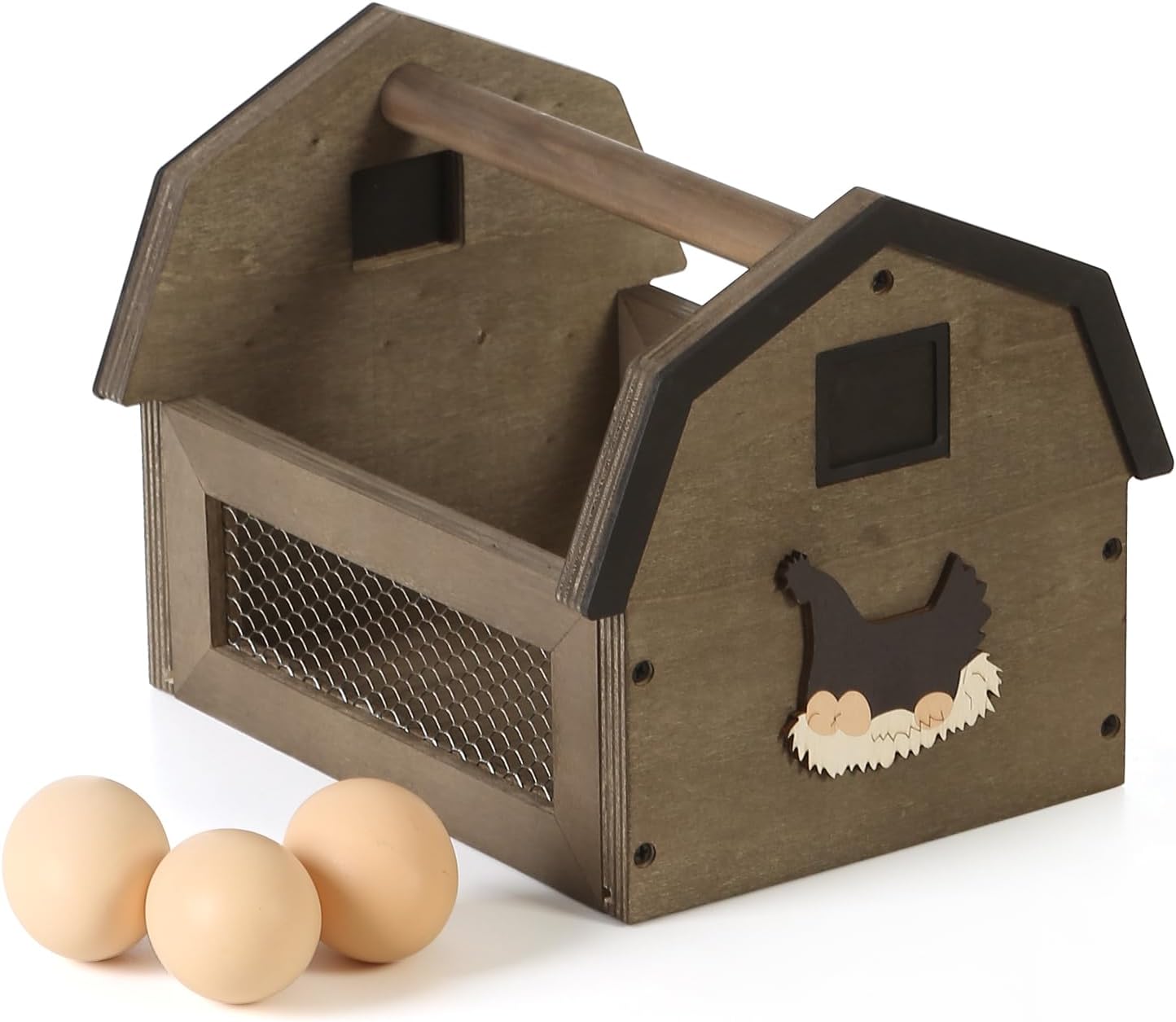 Egg Basket for Gathering Fresh Eggs, Farmhouse Egg Collecting Basket, Wood Chicken Egg Basket, Egg Basket Countertop. （Gray Medium） ZSHLXM