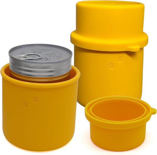 Original Canned Dog Food Storage Container | Silicone Can Cover Pet Food Sealer | BPA Free, Airtight, Dishwasher & Freezer Safe (2 Pcs Orange)