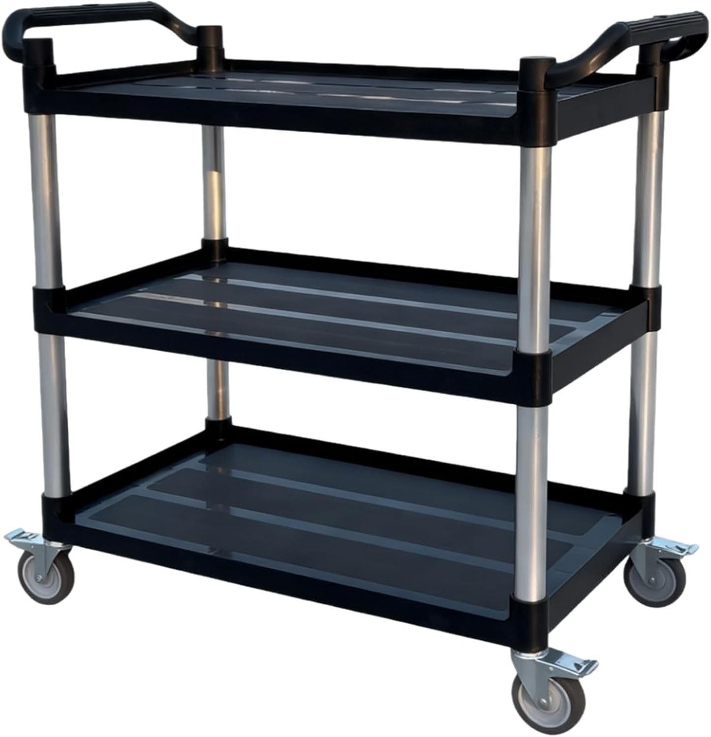 3-Tier Rolling Utility Cart with Wheels, 540 lbs Capacity Service Cart, Commercial Kitchen Cart with 4 Lockable Swivel Casters for Restaurant/Home/Warehouse/Office (40 x 20 x 38 in)