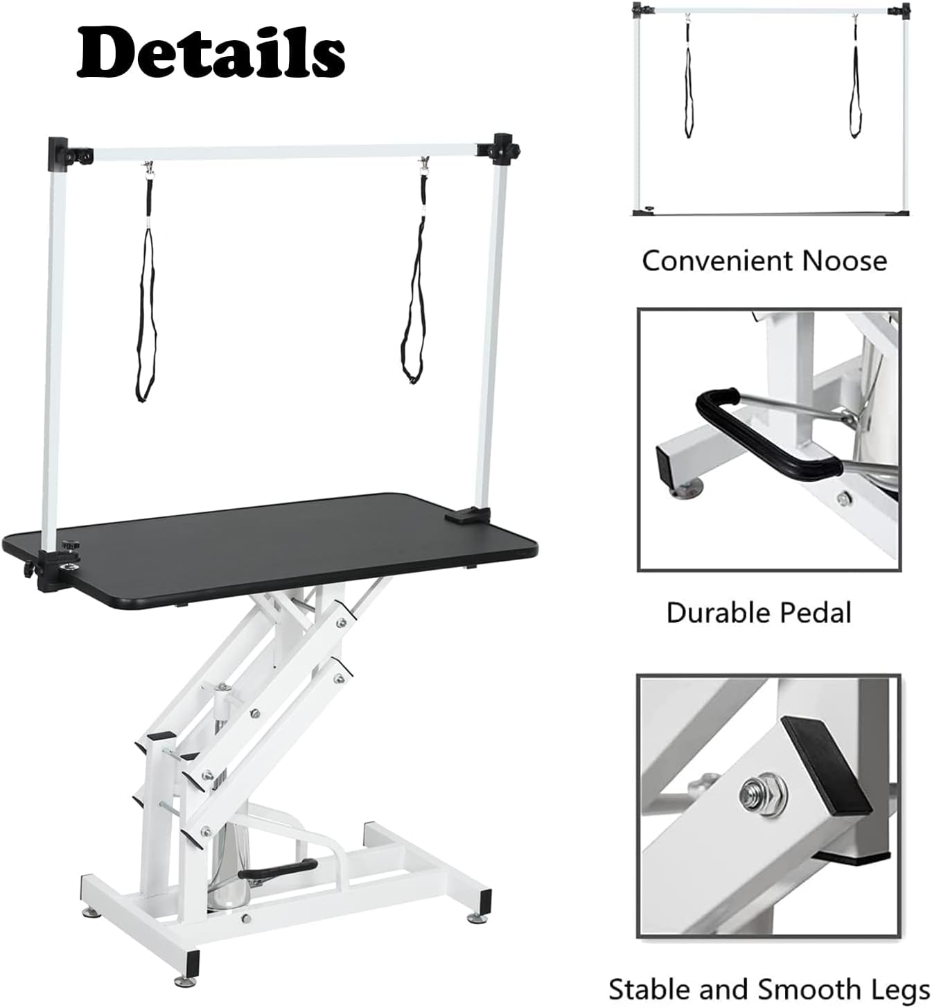 Hydraulic Dog Pet Grooming Table, 42 Inch Heavy Duty Z Lift Structure Professional Dog Grooming Table Suitable for Large Dogs at Home with Adjustable Overhead Arms, Clamps and 2 Grooming Noose, Purple