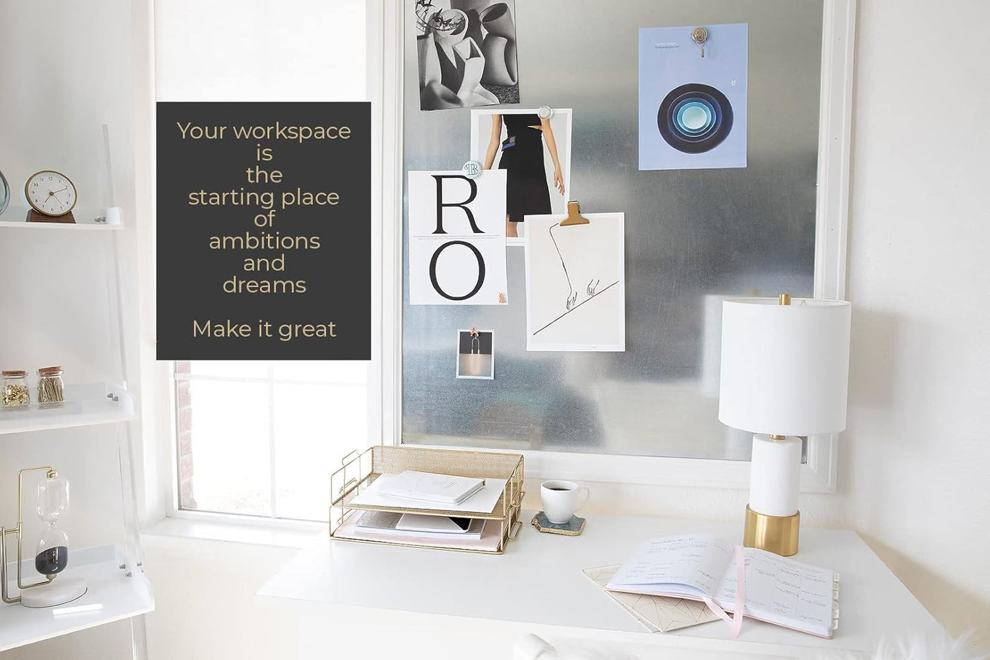 BLU MONACO Gold Mesh Paper Tray – Set of 2 Stackable Letter Trays – Durable Metal Desk Organizer for Home, Office & School – Stylish Document Holder, File Storage, and Workspace Organizer