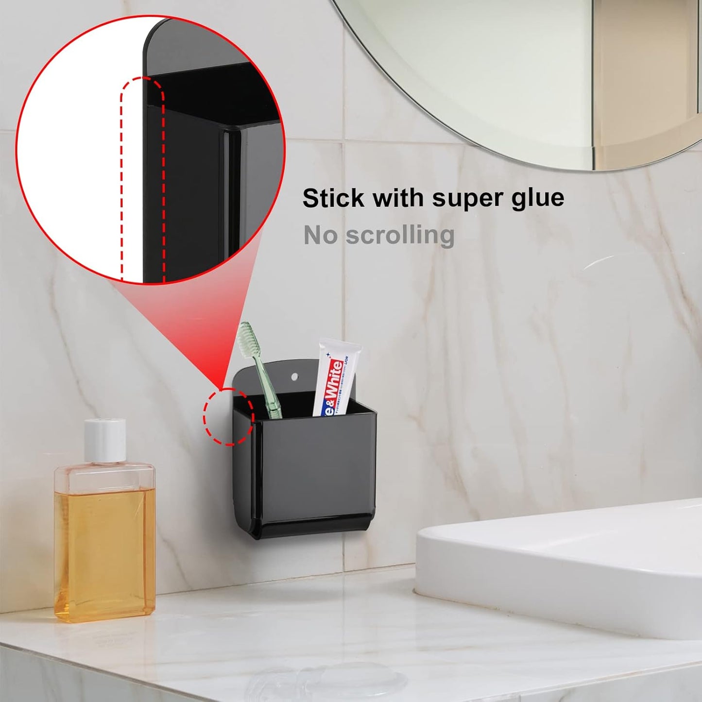 Cosmos Pack of 2 Acrylic Remote Control Holder Adhesive Wall Mount Phone Holder Wall Mount Organizer Media Storage Box Phone Charging Storage Box for Home Office Living Room Bedroom (Solid Black)