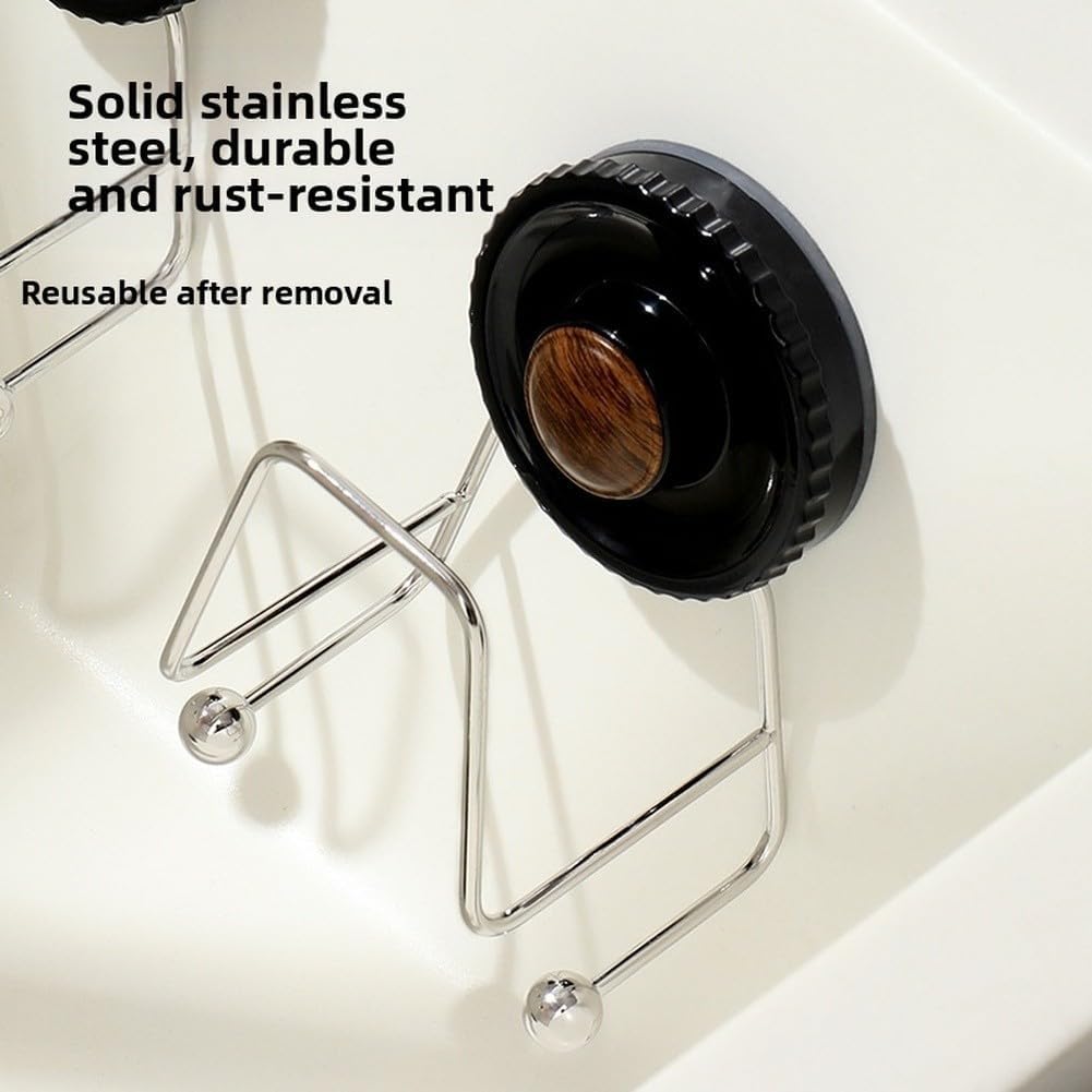 Kitchen Sink Organizer With Stainless Steel Suction Cup Sponge Holder For Wall Mounted Cleaning Tool Storage