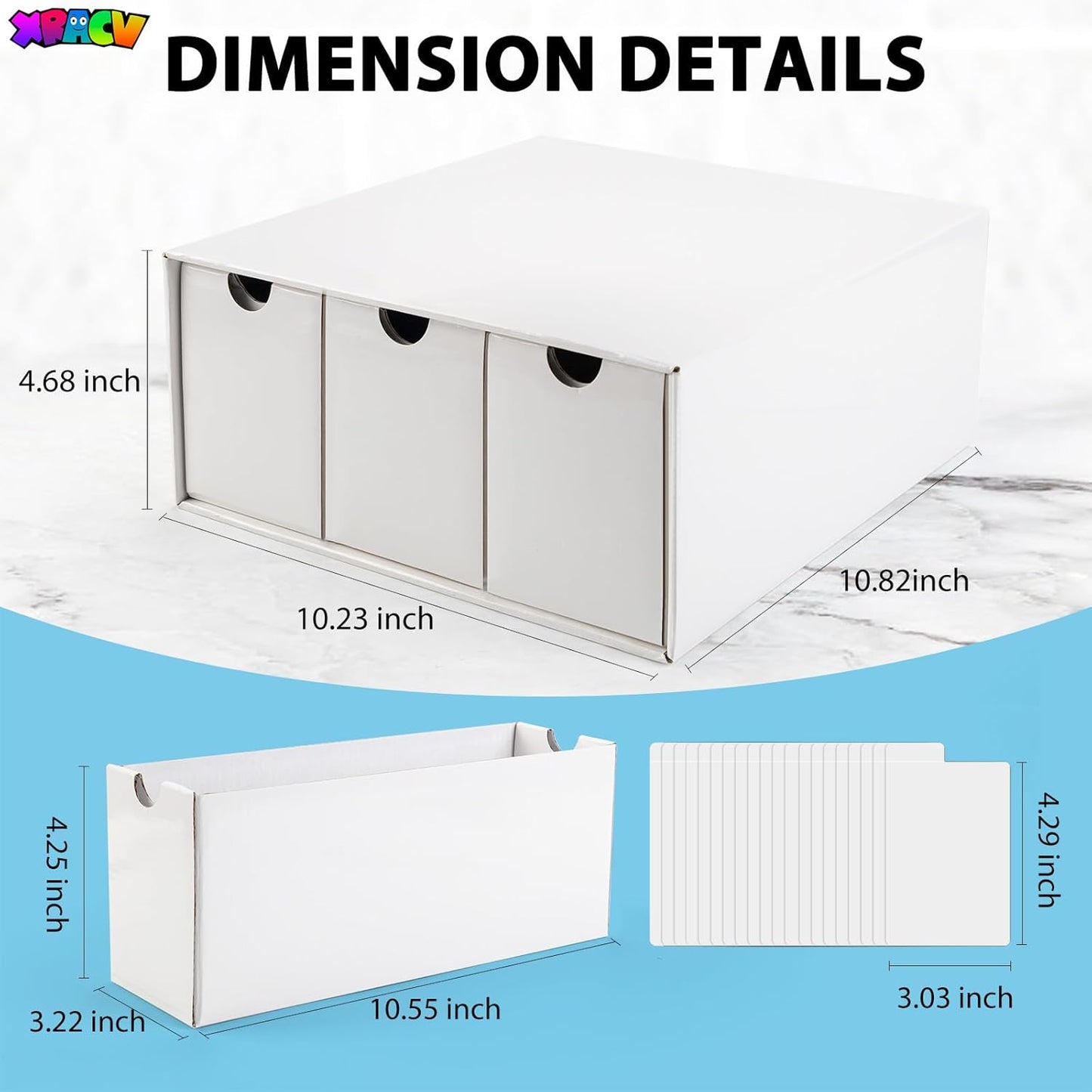 Trading Card Storage Box, Top Loaders Storage Box with 20 Card Dividers, Cardboard Trading Card Organizer for Collectible Cards Games,Card Box Fits For TCG,MTG,TCG and Basktaball Cards, 3 Drawer