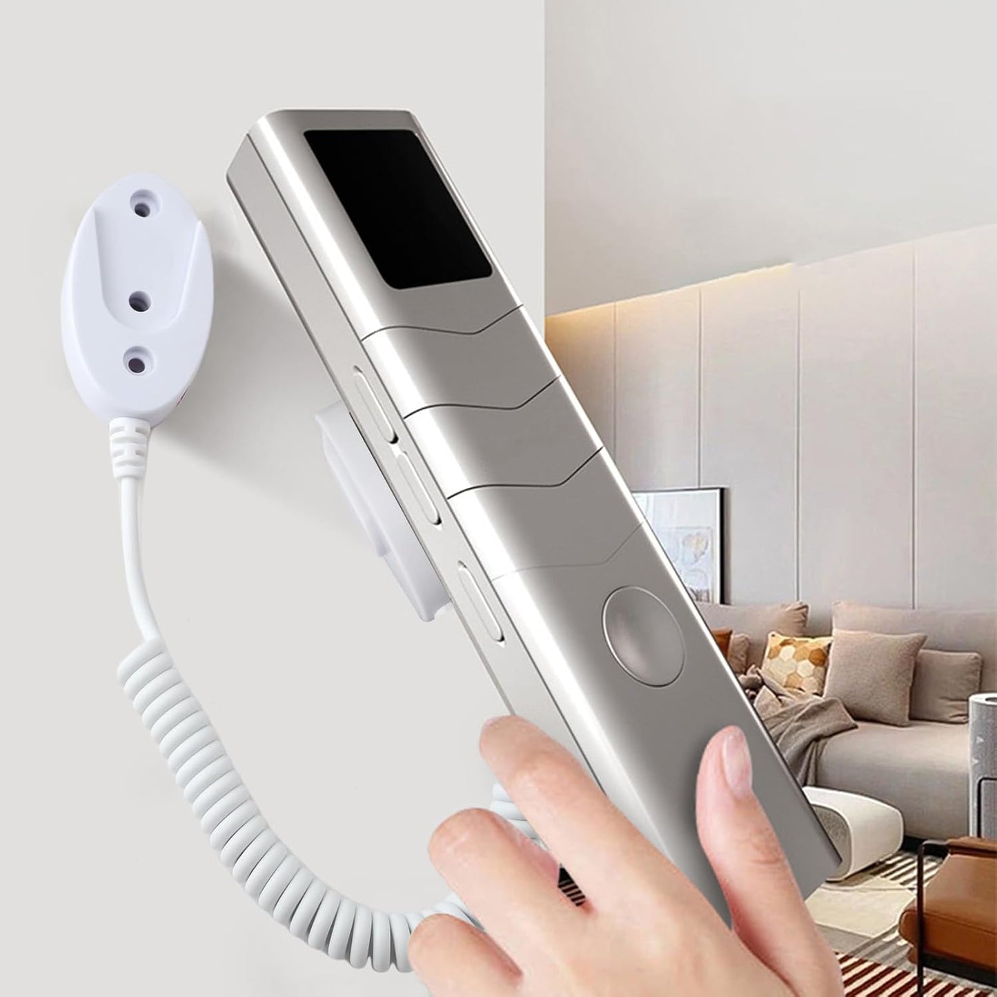Magnetic Remote Leash Control Holder with Security Cable, Retractable Tidy Anti-lost Rope Organizer Easy Installation Stable Suitable for Projector TV Fan and Air Conditioner Remotes (4Pcs White, L)