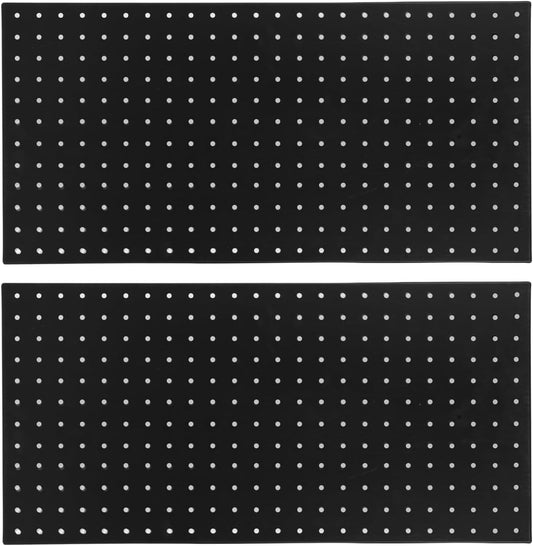 LiebeWH Metal Pegboard Wall Organizer 2 Panels 24x12 Inch Black Heavy Duty Peg Board for Garage Tool Storage