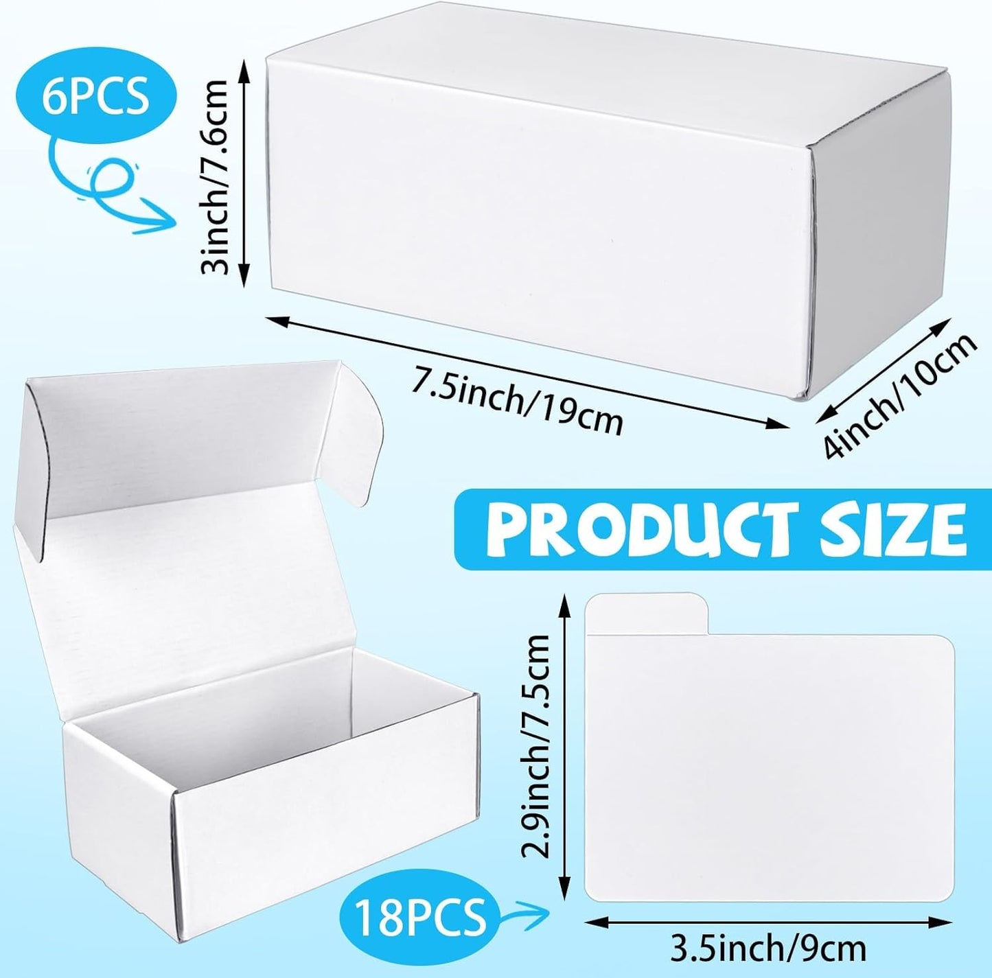 Trading Card Storage Box with Dividers, 6 Pack • 400 Count Bulk Card Collection Case, Corrugated Cardboard Storage Box for Sports, TCG/Magic/Mtg Cards (Horizontal Length 7.5 Inch)