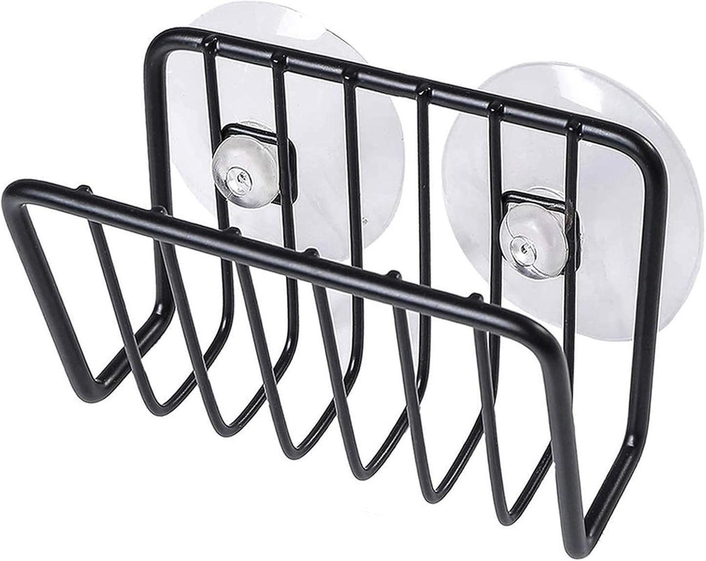 Toplife Sponge Holder for Kitchen Sink, Rust-Proof Suction Cup Sponge Caddy - Black