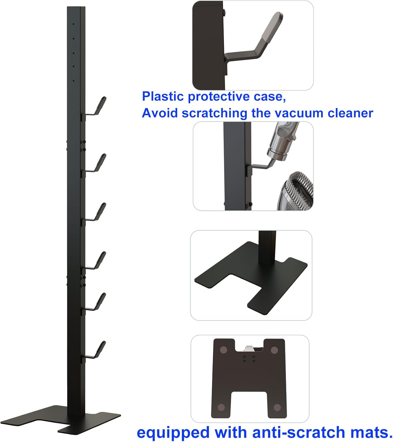 MOOPHY Vacuum Stand for Dyson V15 V12 V11 V10 V8 V7 V6, Stable Metal Storage Holder Standing Dock Station for Dyson Handheld Cordless Vacuum Cleaner & Accessories, 6 Hooks