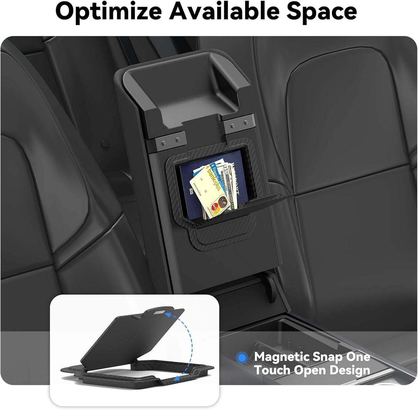 Upgraded Center Console Organizer Tray for Tesla Model Y Juniper Accessories 2025 2026/ for Tesla Model 3 Accessories 2025 Highland, Hidden Storage Box, Cup Holder, [Shockproof, No-Noise], 5PCS