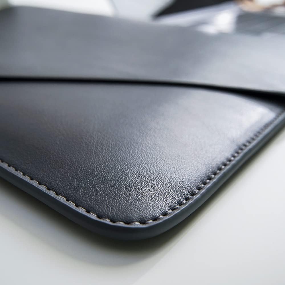 PU Leather Laptop Sleeve 13 Inch Compatible for 2024 13inch MacBook Air M3,13 MacBook Pro M2, Surface Pro 3 4 5 6 7, Dell XPS 13 with Small Pouch, Mouse Pad and Cord Organizer Color Dark Grey