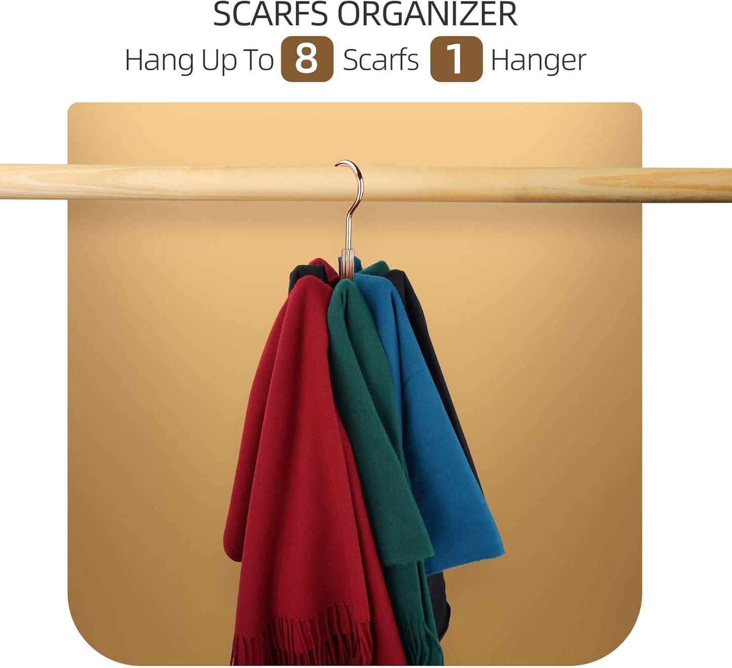 ZEDODIER Belt Hanger, Belt Rack Closet Accessories Organizer, Maximum 24 Storage Capacity, Hanging Holder Storage Hook for Belt, Bra, Tank Top, Tie, Scarf, Purse, Rose Gold