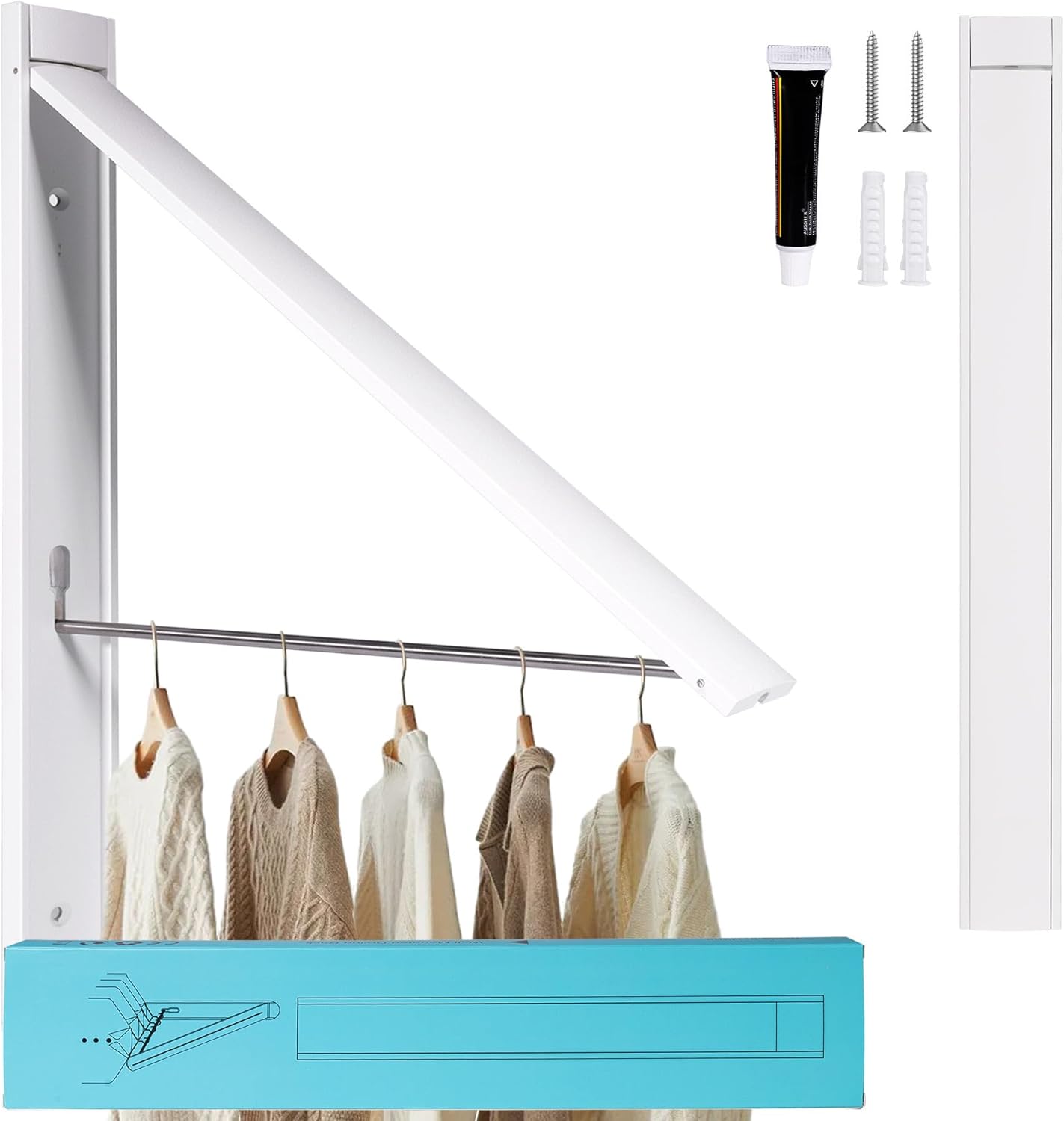 Retractable Clothes Drying Rack,Space Saver Wall Mounted Folding Hanger for Laundry Room, Closet Storage Organization, Easy Installation Aluminium Dryer 1pcs