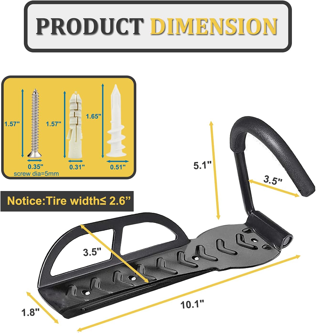 Garage Wall Mount Bike Rack 2 Pack Vertical Bicycle Hanging Hooks for Indoor Storage