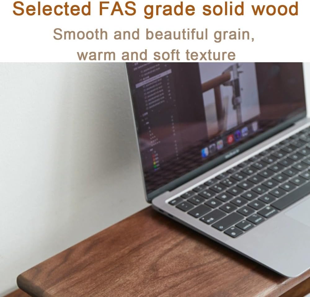 Solid Wood Monitor Stand for Saving Space, Monitor Riser with Storage, 2 Tier Computer Stand with Drawer, Multifunctional Desk Organizer for Home, Office(60cm-23.6in)