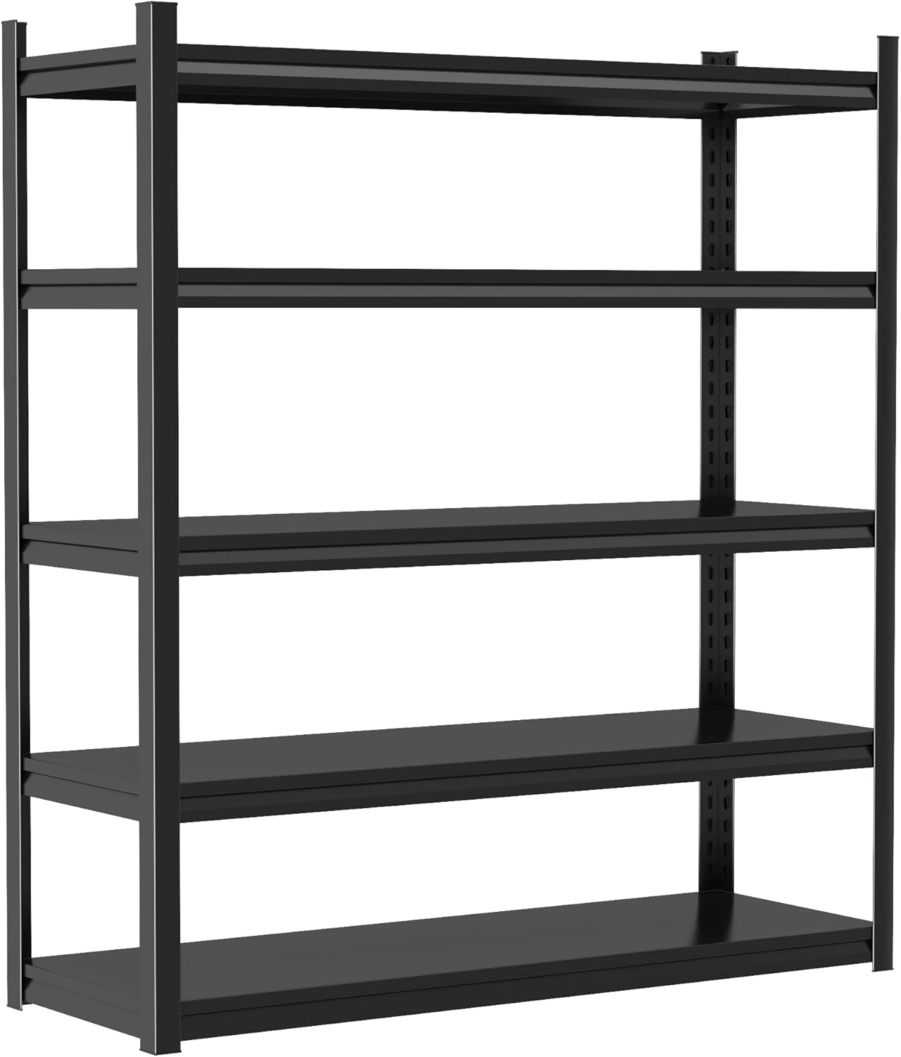 Storage Shelves, Garage Metal Shelving Unit, Adjustable, Double-Layer Column with Reinforced Ribs, Heavy-Duty, Capable of Bearing 600-3600 lbs (Black, 45''W*16''D*63''H, 5-Tier)