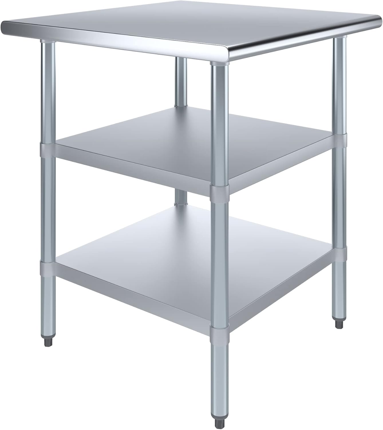 AmGood Stainless Steel Work Table with 2 Shelves | NSF | Metal Utility Table (30" Long x 30" Deep)