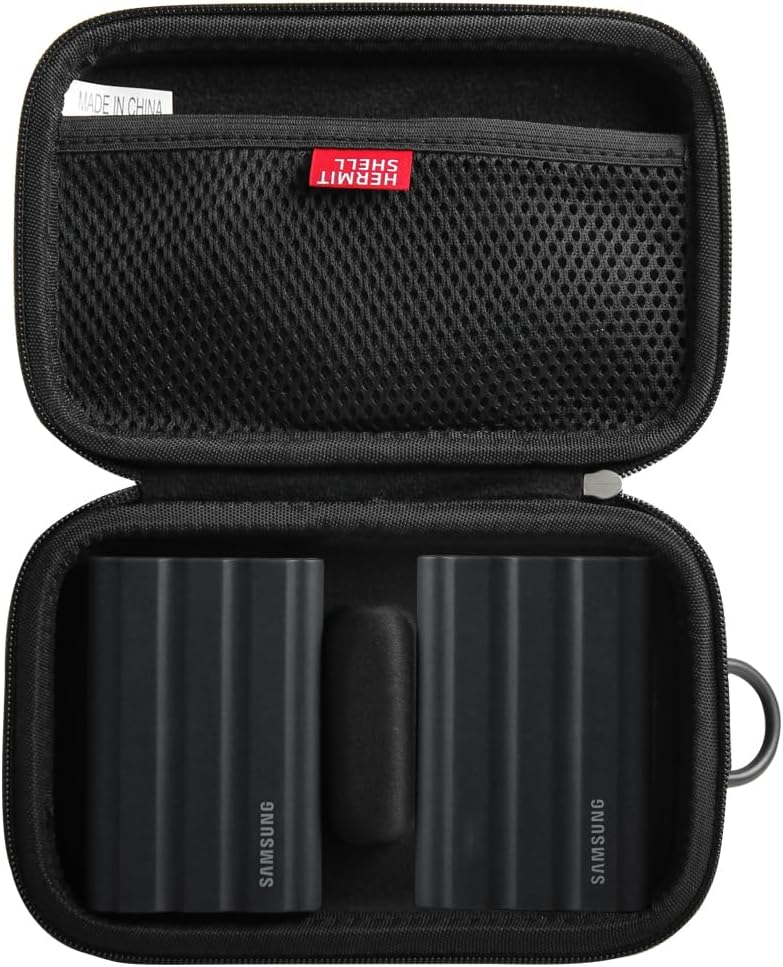 Hermitshell Hard Travel Case for Samsung T7 Shield 2TB / 1TB / 4TB, Portable SSD, USB 3.2 Gen2 External Solid State Drive (Black, Case for 2 Hard Drives)