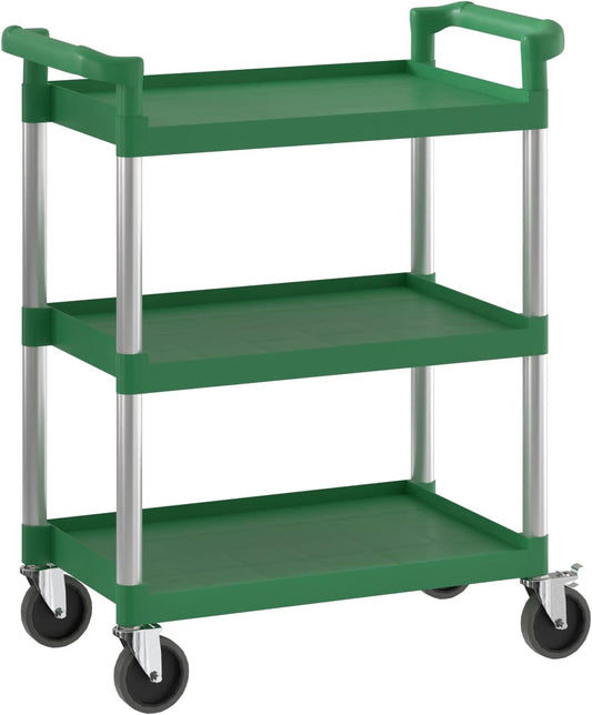 Green Utility/Bussing Cart with Three Shelves - 32" x 16"
