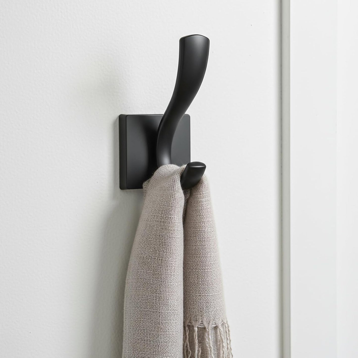 8 Pack Wall Hooks Heavy Duty Towel Robe Coat Hooks for Bathroom Bedroom Entryway with Mounting Hardware Rustproof Aluminum Alloy Black