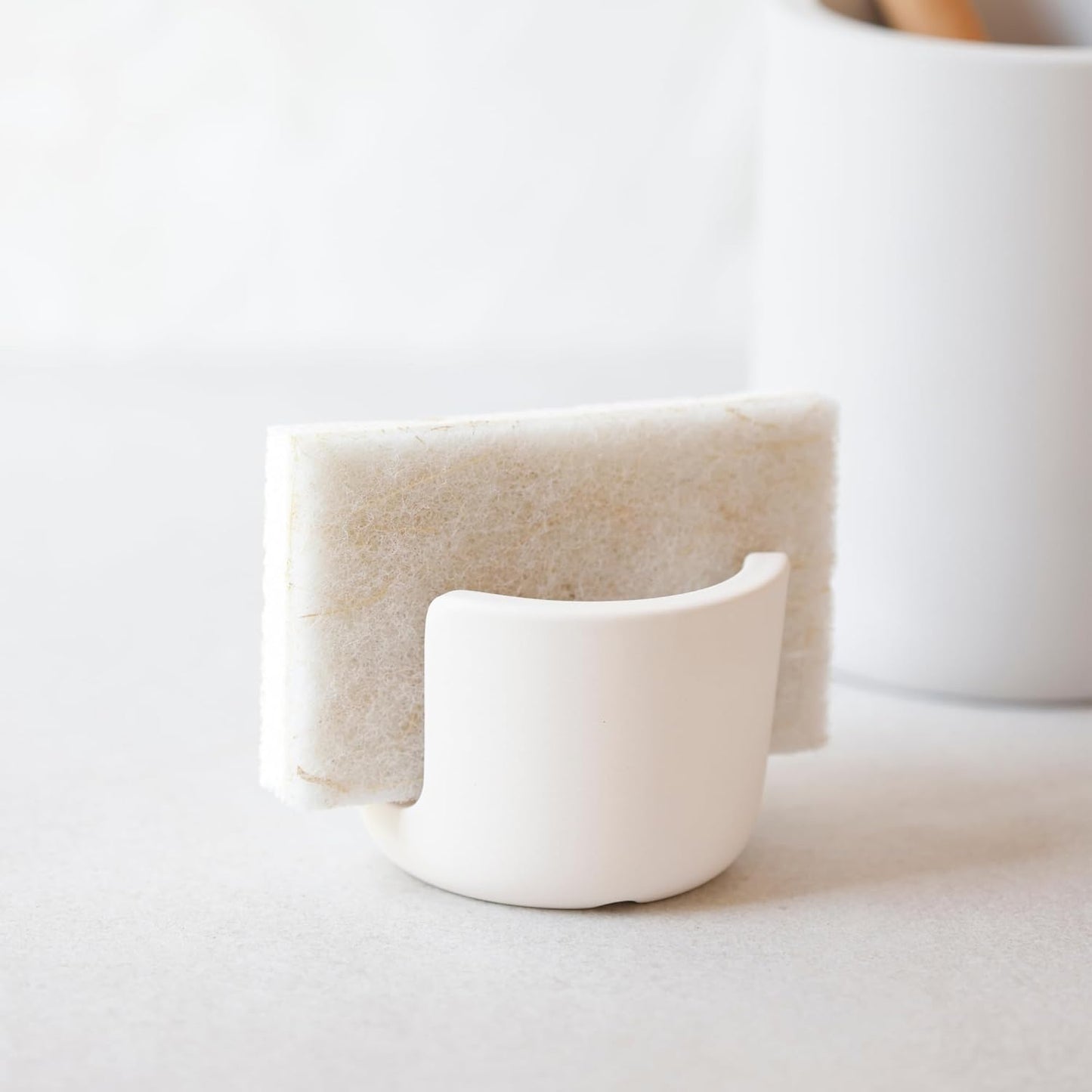 Selegna Diatomaceous Earth Sponge Holder - Drying Rack, Absorbent Stone Kitchen Sink Organizer, Beige (Small)