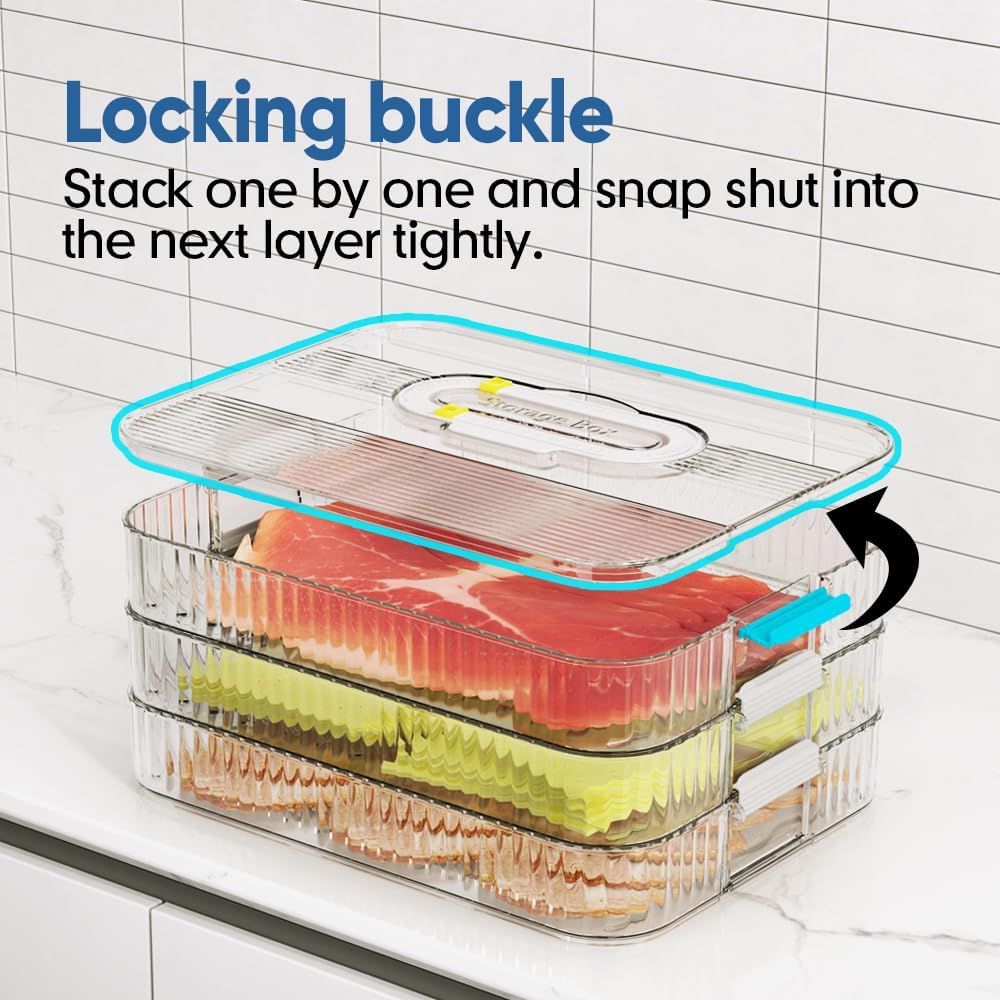 Deli Meat Container for Fridge Organizers and Storage, Lunch Meat Container for Refrigerator Organizing, Deli Containers with Lids, Bacon Cheese Container for Refrigerator