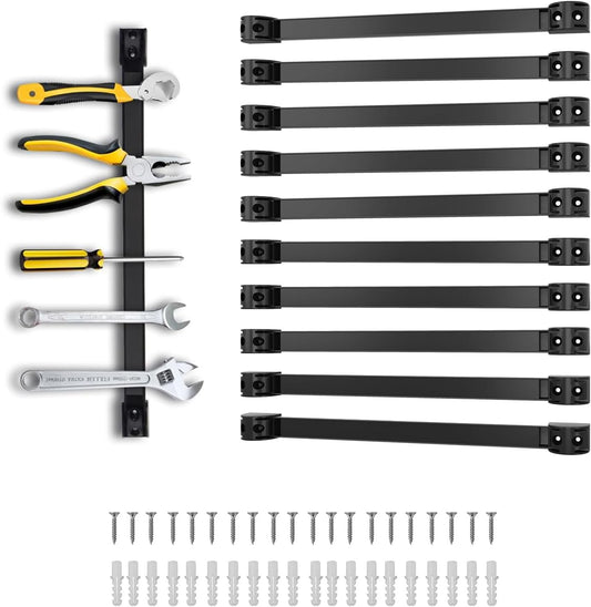 16" Magnetic Tool Holder, 10 Packs Magnetic Storage Strips Magnet Bar PVC Coated for Garage Tool Organizer Mounted Hanging Strip,Heavy Duty of Holder Easy to Install