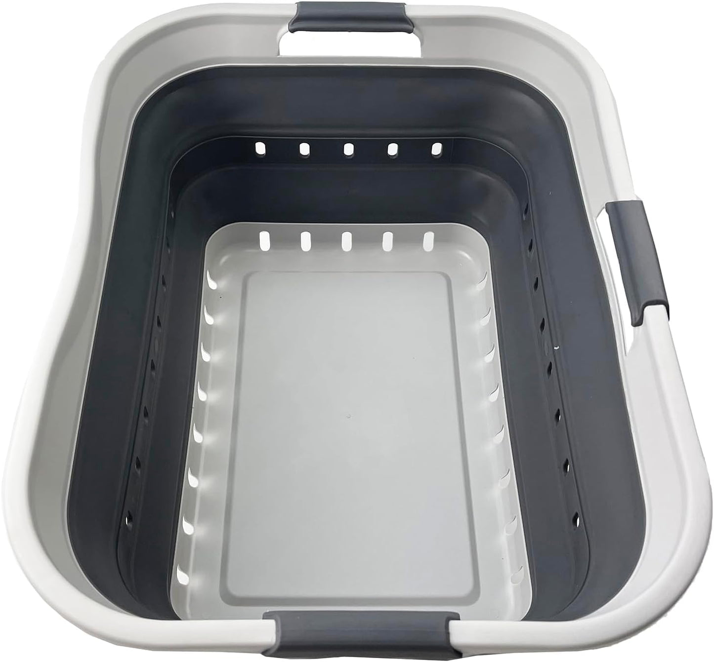 SAMMART 42L (11 gallon) Collapsible Plastic Laundry Basket - Foldable Pop Up Storage Container/Organizer - Space Saving Hamper/Basket (1, Grey/Steel Grey)
