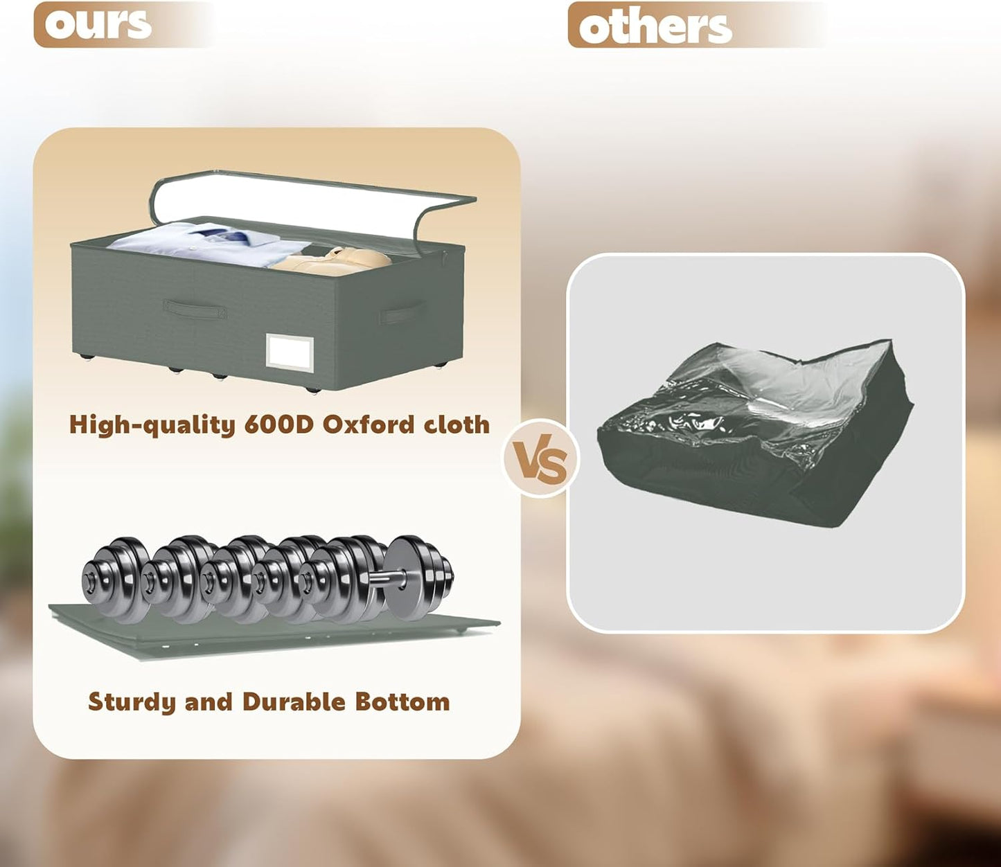 Under Bed Storage with Wheels, 2-Pack Under Bed Storage Containers, No Assemble Required 10 inches Height, Rolling underbed storage Drawers, Underbed Storage Bins for Shoes, Clothes, Blankets, Toys