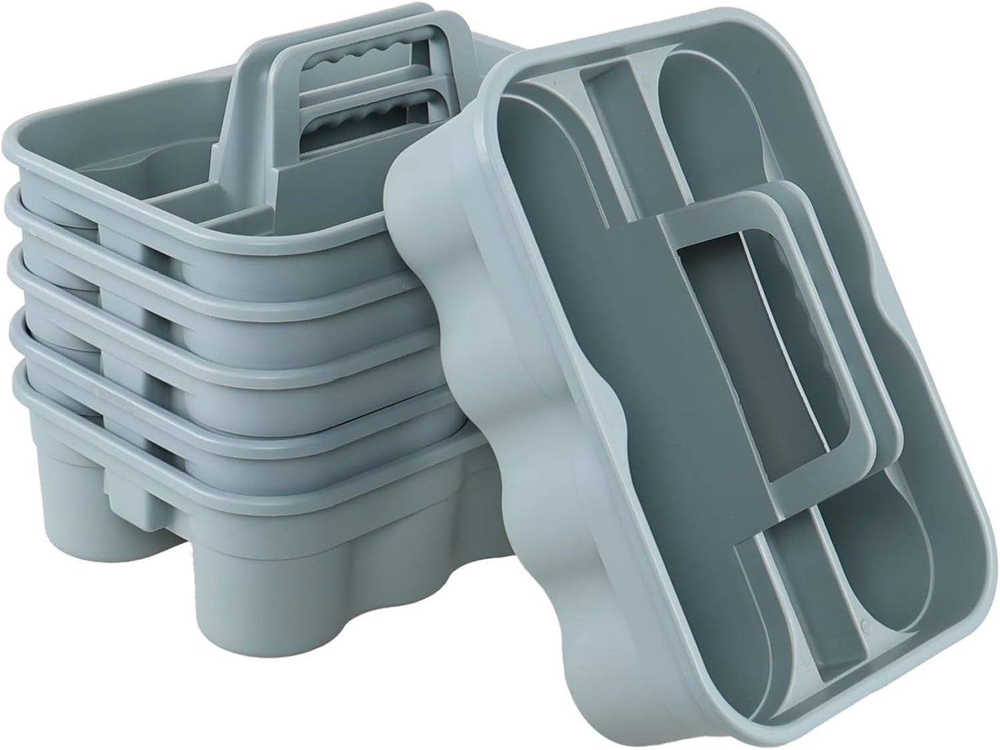 Bringer Set of 6 Plastic Cleaning Caddy Carry Caddy for Cleaning Supplies, Plastic Cleaning Tote with Carry Handle, Gray