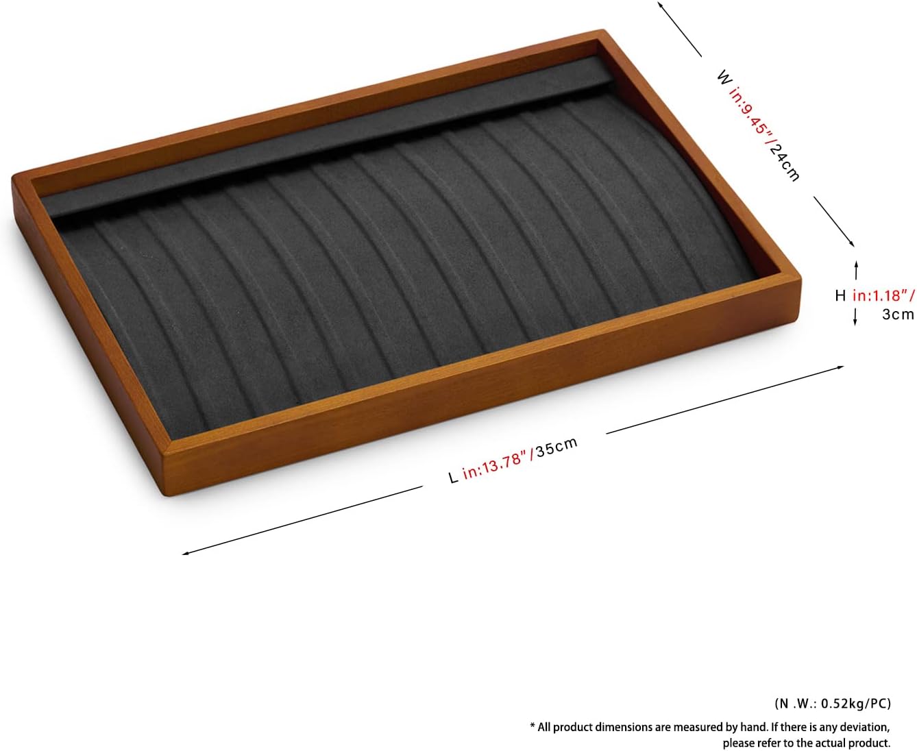 Oirlv Wood 13 Grids Necklace/Bracelet/Pendant Display Tray Jewelry Drawer Organizer Stackable Jewelry Trays(Grey)