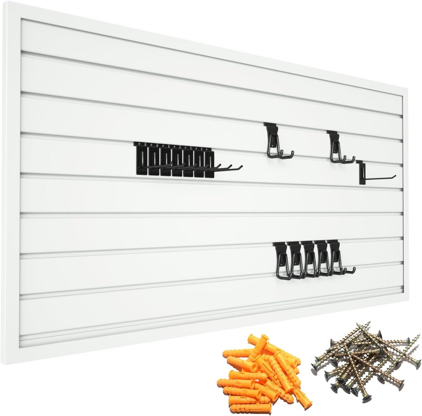Yuzzy Slat Wall Paneling 2 x 4ft, Garage Slatwall Panel Wall Storage Systems, Heavy Duty PVC Garage Wall Organization (White)