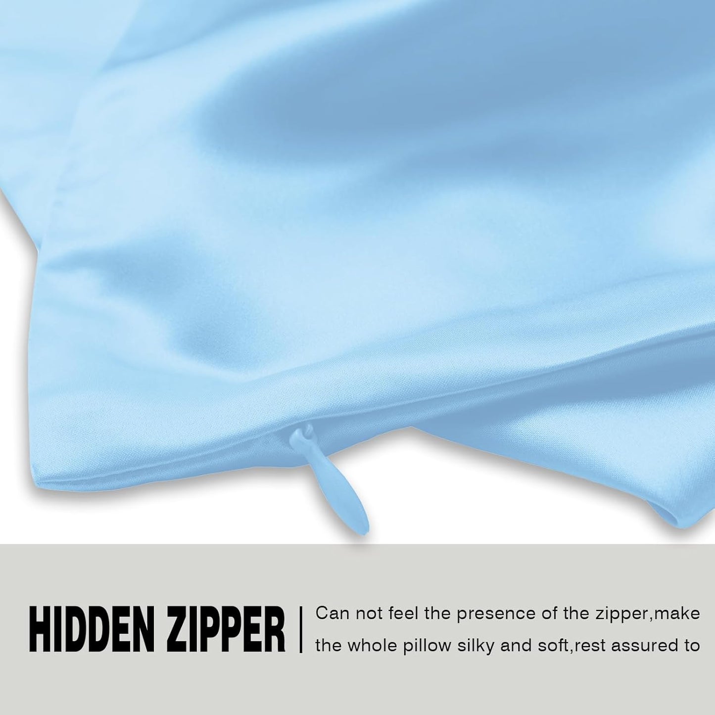 Mulberry Silk Pillow Cases Standard Size Silk Pillowcase with Zipper Soft Breathable Smooth Cooling Satin Silk Pillow Covers for Sleeping for Hair and Skin (Sky Blue,20"X 26",1Pcs)