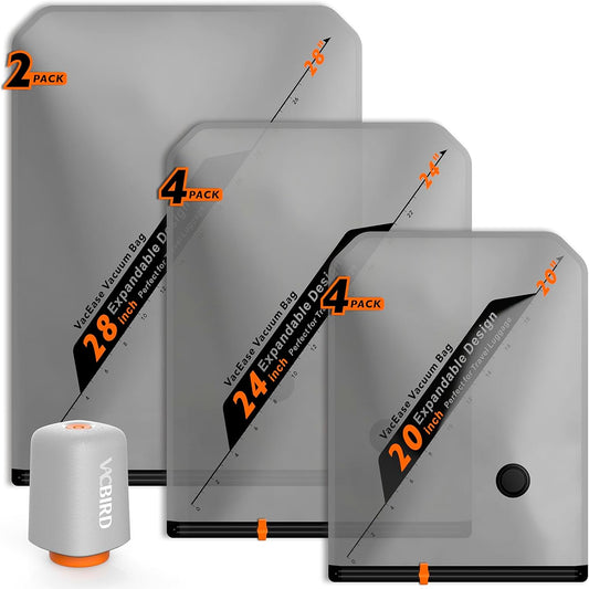 Rechargeable Wireless Pump Travel Storage Bags Set - 10 Pack Portable Space Saver Bags for Travel & Home - Vacuum Compression Packing Seal for Clothes, Blankets, Seasonal Storage