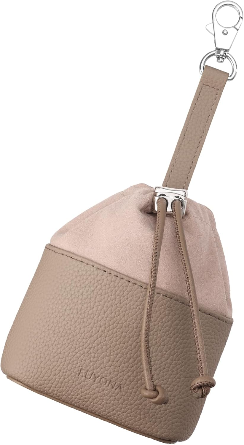 Dog Treat Pouch for Training - Wide Opening & Drawstring Closure, Hands-Free Waist Bag with Belt Clip/Carabiner, Portable Pet Snack Holder for Walking, Hiking (Beige)