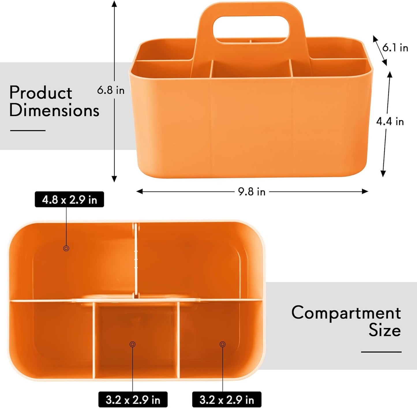 Tiawudi 2 Pack Plastic Caddy with Handle, Stackable Storage Organization for Cleaning, Bath, Makeup, Art, Craft, Stationery, Classroom and Office, Portable Tote Organizer