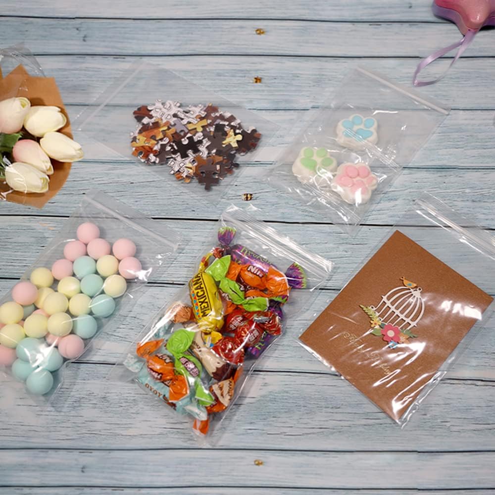 iMailer - 200 Count - 5" x 7" Small Zip Bags - Clear Reclosable Zip Plastic Poly Bags 2 Mil with Lock Seal Zipper for A2 A4 A6 Cards & Envelopes, Bakery, Cookies, Treats
