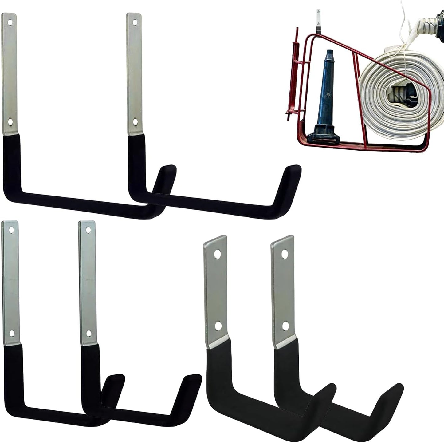 Garage Hangers,6-Piece Space-Saving Organizer Rack - Wall Mounted Shed Hooks Garage Hangers - for Bike Ladder Garden Tools Pipe Tire Cable Workshop Attic Basement
