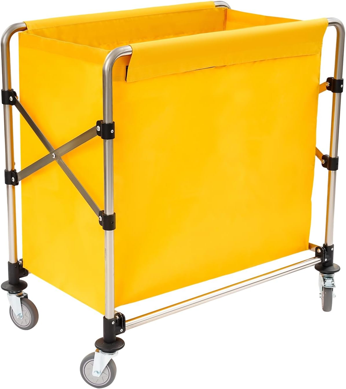 Commercial Laundry Cart with Wheels,Folding Laundry Hamper Cart,Heavy Duty Rolling Laundry Basket with Large Capacity,Laundry Sorter Trolley for Home Hotel Apartment (Yellow, 34.25 * 19.7 * 36.22in)