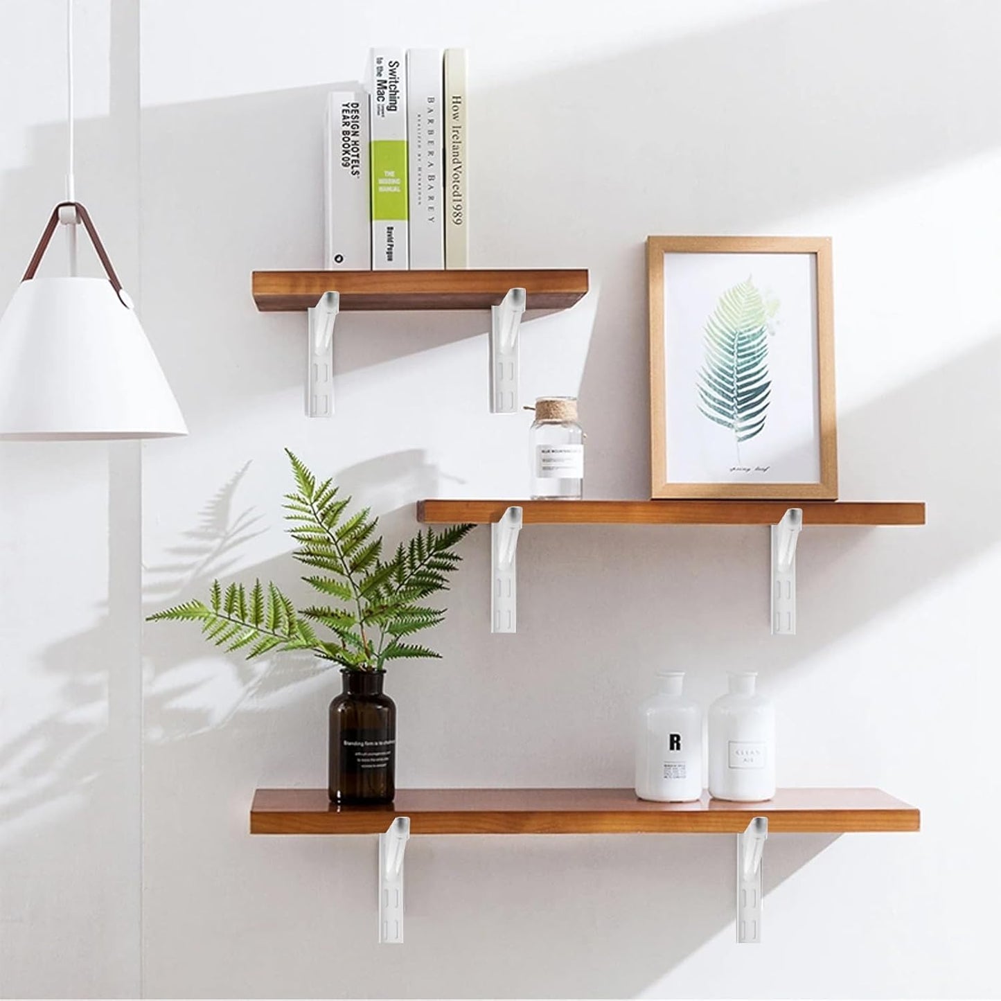 10 Pack 11.5‑Inch Adjustable Wire Shelf Brackets – Heavy‑Duty Double‑Track Closet & Wall Shelving System Supports（White）