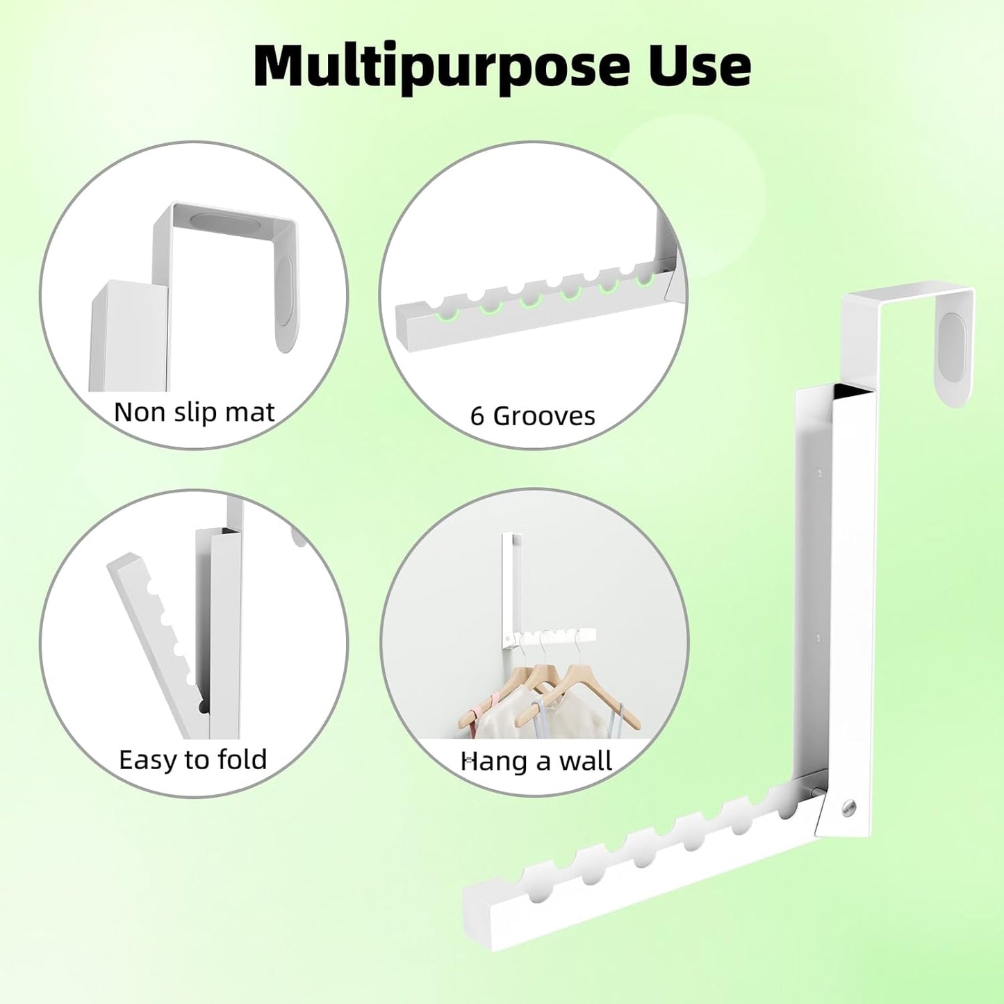 Over The Door Hanger Folding Clothes Drying Rack, Folding Hanging Coat Rack for Indoor Laundry Room Compact Small Space Foldable Portable Clothing Hanger Hook Collapsible- 2 Pack