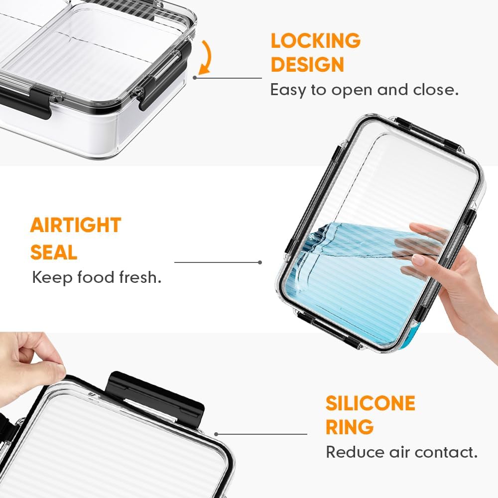 Deli Meat Container for Fridge Organizers and Storage, Ham and Cheese Container for Fridge, 11 Inches Long Lunch Meat Containers for Refrigerator, 2 Compartment Snack Containers with Clear Lid